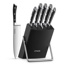 Knife Set, 6-Piece Kitchen Knife Set, Knife Block Set with High Carbon German Stainless Steel, Sharp Knife Set with Stylish Acacia Wood Block, Black
