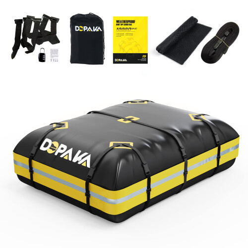 Rooftop Cargo Carrier Bag,100% Waterproof Heavy Duty 1000D Car Top Carrier,15 Cubic Feet Car Roof Bag for All Vehicle with/Without Rack,High-Frequency