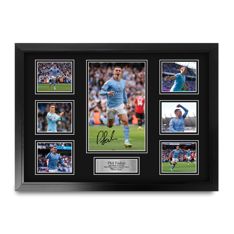 FR A2 Phil Foden Manchester City Gifts Deluxe Printed Signed Autograph Picture for Football Fans and Supporters - A2 Framed