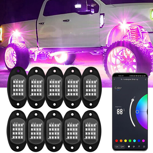 Lights for Trucks, Lights 10 Pods Multilcolor Underglow Lights for Cars RGB Lights with APP Control & Music Mode Waterproof LED Neon Light Kit for SUV