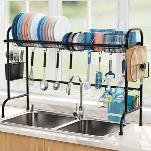 Over The Sink Dish Drying Rack, 2-Tier Kitchen Counter Dish Drainer Rack selling