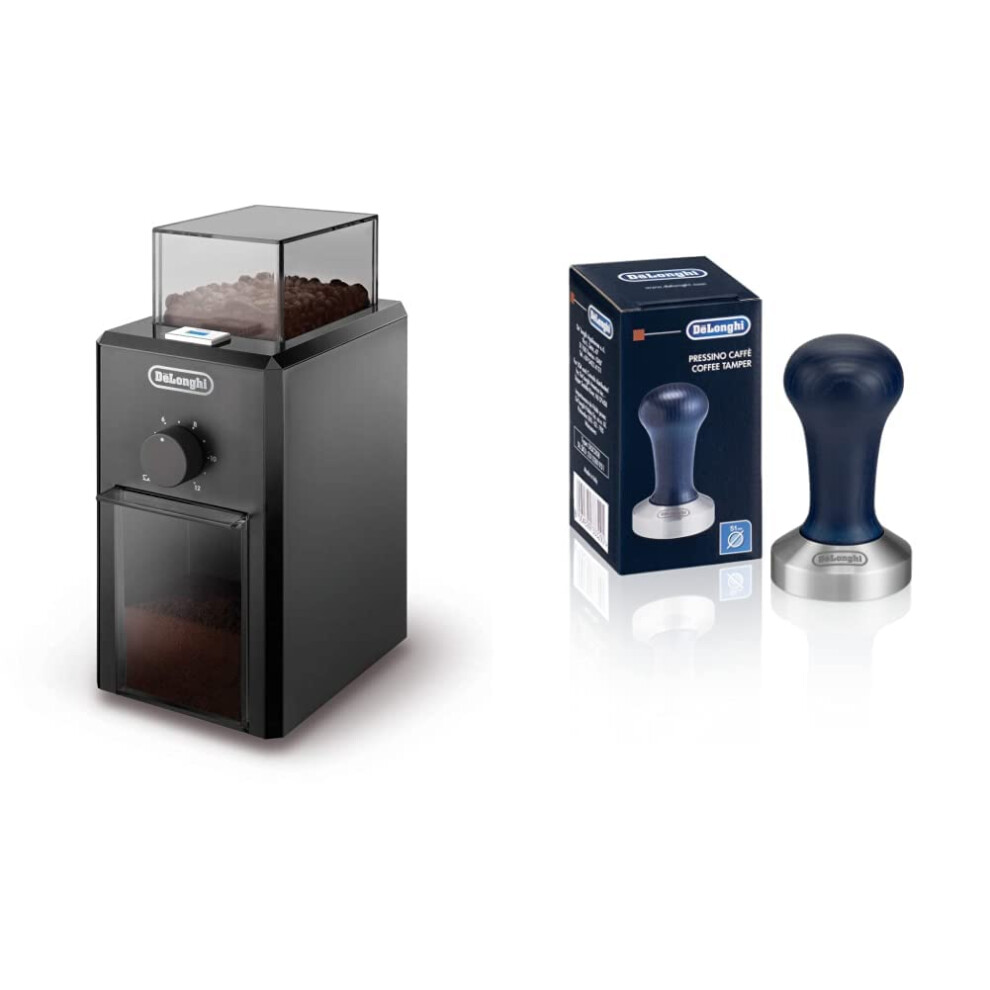 De'Longhi, Coffee Grinder KG79, Black & DLSC058 Coffee Tamper, Stainless Steel