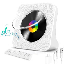 CD Player with Bluetooth 5.0, Protable CD Player for home, built-in dual Speaker/FM Radio/Timer, LCD Display, Dust Cover, Desktop CD Player Support