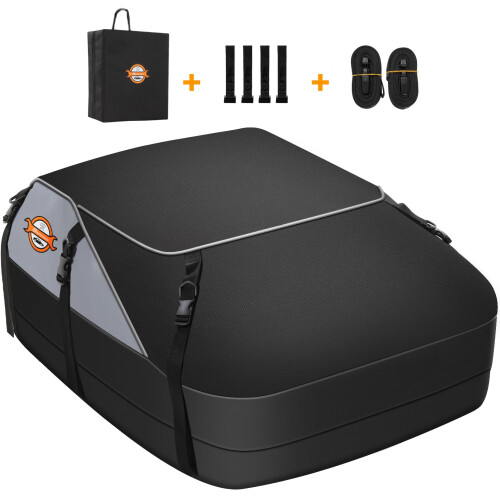 Rooftop Cargo Carrier, Car Roof Bag 20 Cubic Feet Reinforced Waterproof Zippers and Leather Strips with Door Hooks are Suitable for Various Types of