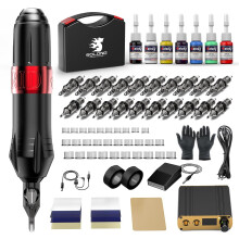 Solong Advanced Tattoo Kit Hybrid Rotary Pen, 20 Premium Needle Cartridges, 7-Color Ink Set, Advanced Power Supply, Precision Control Pedal - Elite
