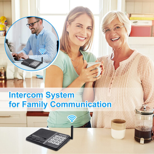 DAYTECH Wireless Intercom System for Home/Office - 1000m Range, 10 Channels, Private/Group Calls, USB Powered, No Network, 2 Units 2