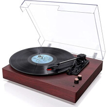 Record Player, VOKSUN Bluetooth Portable Vinyl Turntable with Digital Encoder and Built-in 2 Stereo Speakers, 3 Speed 33/45/78 RPM Vintage Turntable