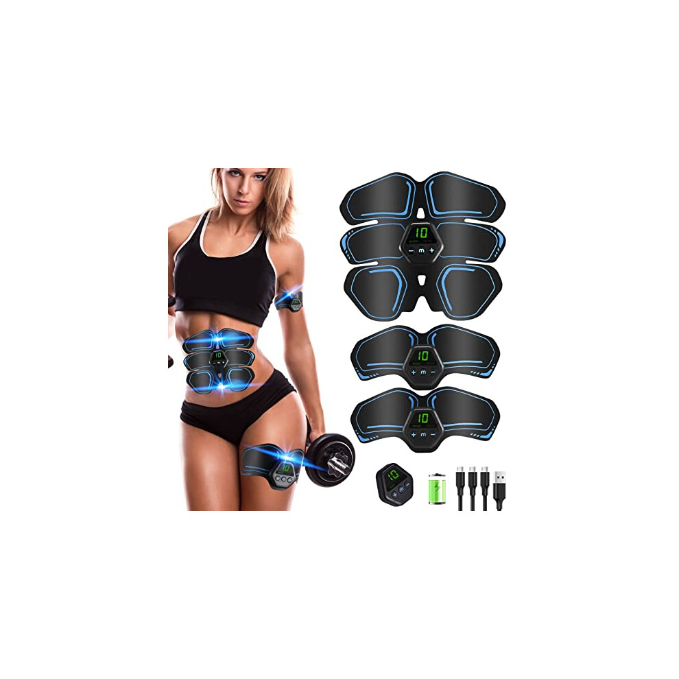 Abs Stimulator,Abs Trainer,EMS Muscle Stimulator LCD Screen Muscle Stimulator USB Rechargeable Portable Muscle Trainer 10 Modes 20 Intensities-image-OPC-PFBW62T-NEW