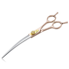 Professional Dog Grooming Scissors - 7 Inch Curved Shear Japanese 440C Stainless Steel Dog Scissors with Diamond Screw, Rosegold, Sharp & Durable