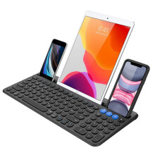 Universal Bluetooth Keyboard Multi-Device Built-In Cellphone Cradle Wireless Keyboard for Windows, iOS, Android, Computer Desktop Laptop Surface