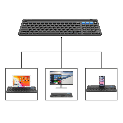 Universal Bluetooth Keyboard Multi-Device Built-In Cellphone Cradle Wireless Keyboard for Windows, iOS, Android, Computer Desktop Laptop Surface 2
