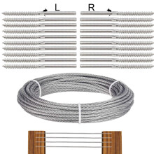 T316 Stainless Steel Wire Rope Kit, 3mm Wire Balustrade Kit, Cable Railing Kit Include 30M/ 3mm Steel Cable 77 Strands Uncoated, 20 pcs Wire