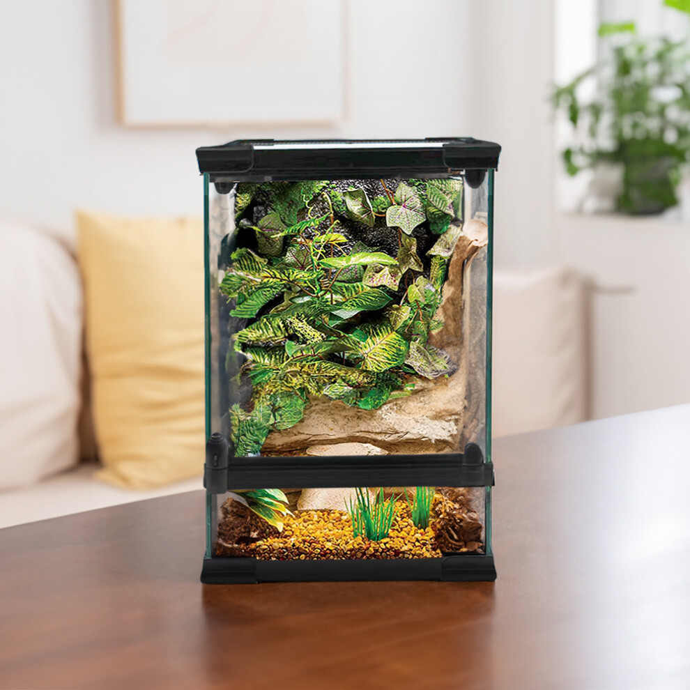 Large Clear Glass Reptile Tank Terrarium SpiderLizard Breeding Box Breathable,20*20*30cm