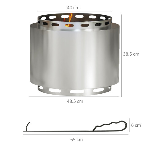 Outsunny Outsunny 48.5cm Smokeless Wood Burning Firepit Stainless Steel Fire Pit, Silver 1