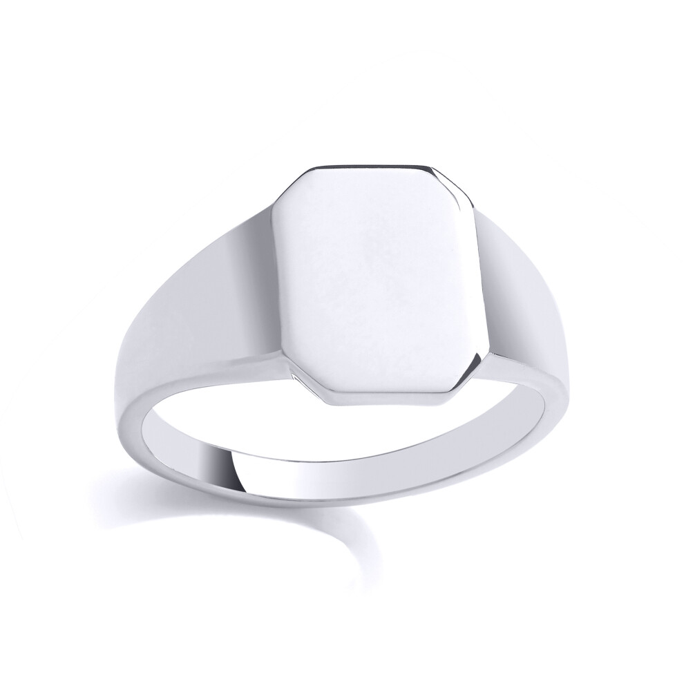 (U) Jewelco London Mens Sterling Silver Rectangle Signet Ring Signet Ring - GVR981