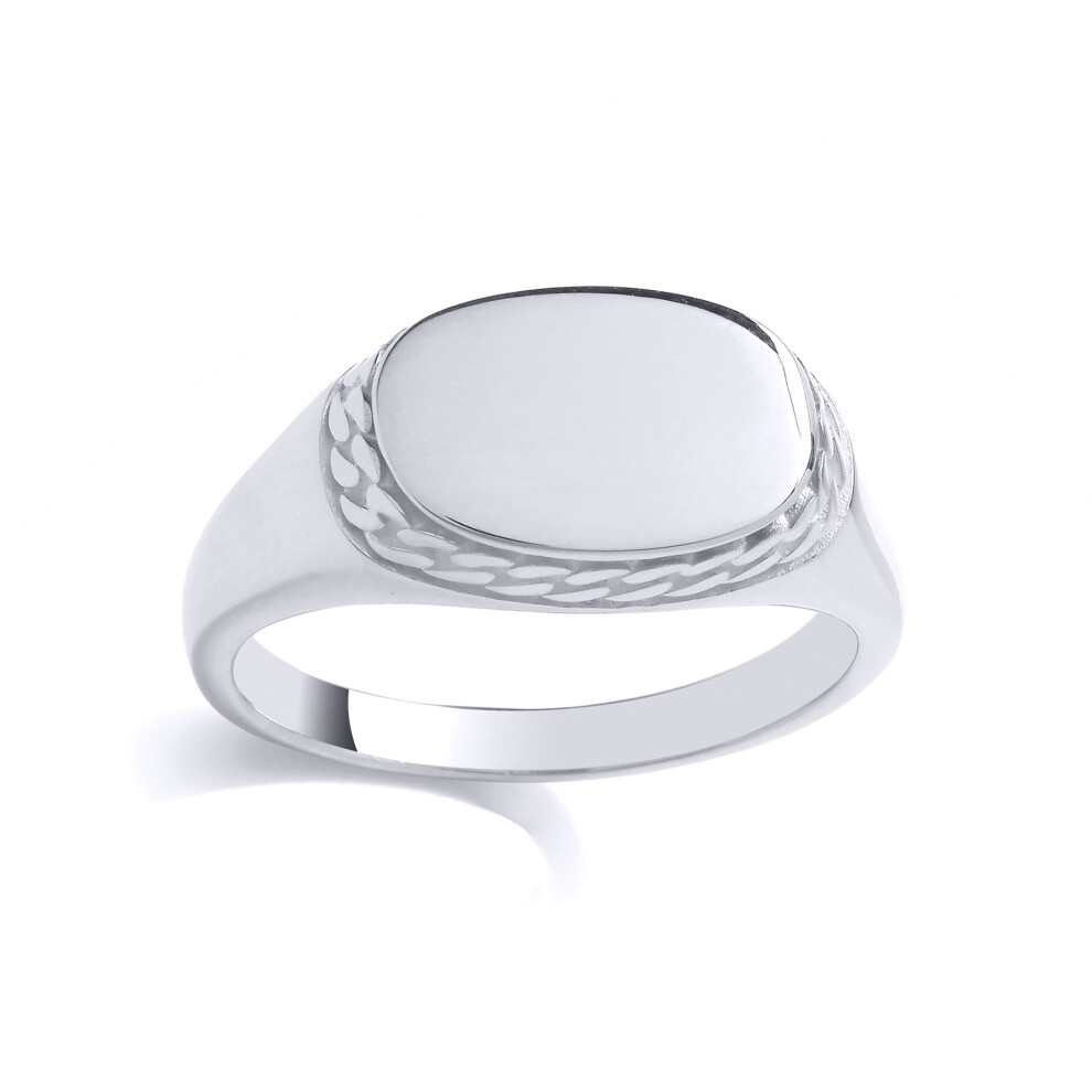 (X) Jewelco London Mens Sterling Silver Oval Signet Ring Signet Ring - GVR984