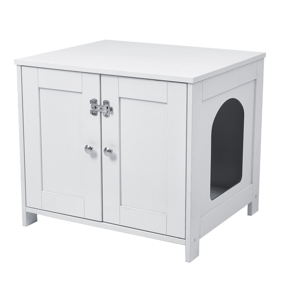 Cat Litter Box Enclosure Hidden Litter Box Furniture with Double Doors&Ventilation Holes