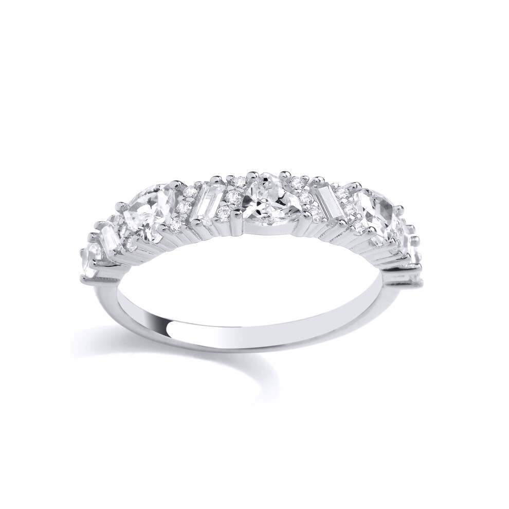 (P) Jewelco London Sterling Silver CZ Baguette Half Eternity Ring Eternity Ring - GVR957