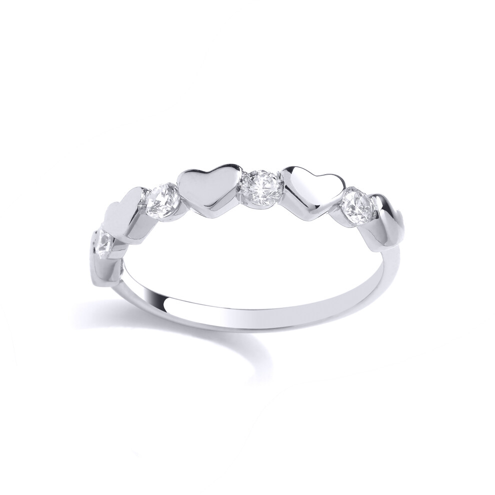 (K) Jewelco London Sterling Silver CZ Fancy Heart Ring Eternity Ring - GVR958