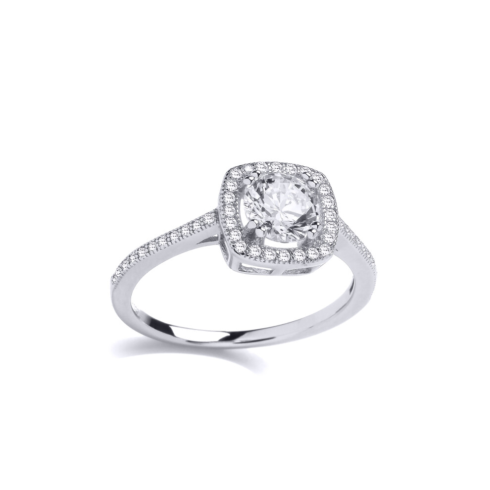 (N) Jewelco London Sterling Silver CZ Square Cluster 2ct Ring Engagement Ring - GVR928