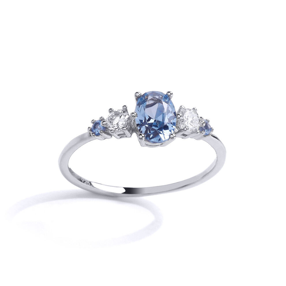 (Q) Jewelco London Ladies Rhodium Plated Sterling Silver Icy Alternating Eternity Cocktail Ring - GVR878
