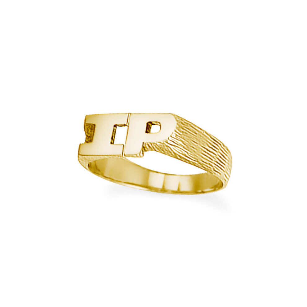 (N) Jewelco London Unisex Solid 9ct Yellow Gold Personalised Identity Barked Initial Ring