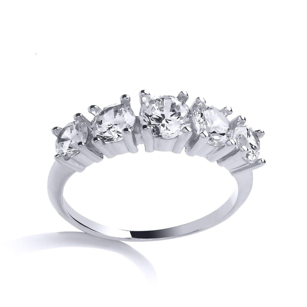 (M) Jewelco London Ladies Rhodium Plated Sterling Silver Cubic zirconia Eternity Engagement Ring