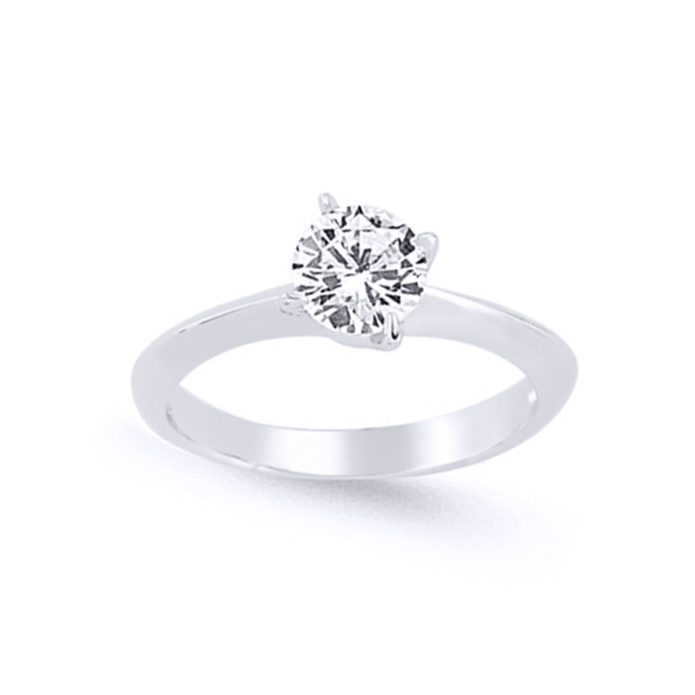 Silver CZ Rotated 4 Claw Solitaire Engagement Ring - GVR633