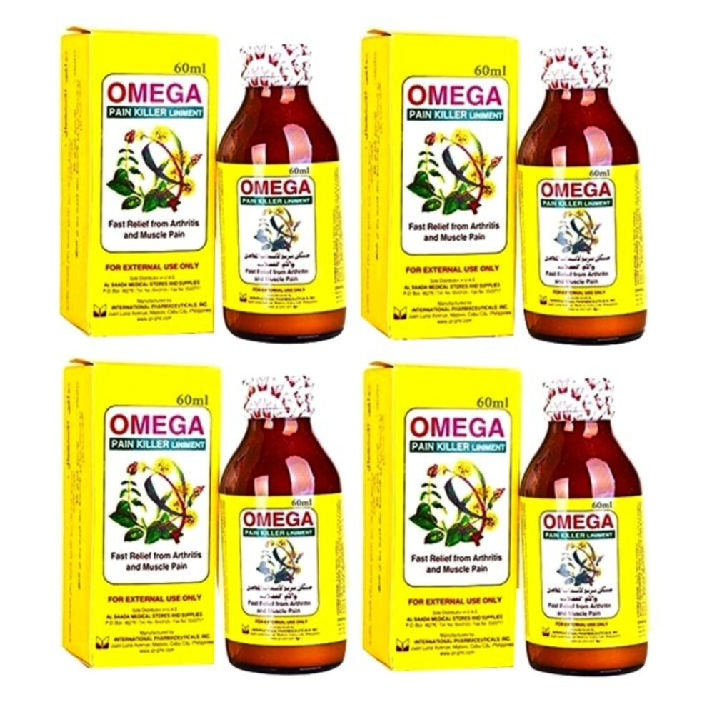 Omega 4-Piece Pain Killer Liniment Fast-Acting Pain Relief Formula & Effective Pain Killer for Quick Relief 60ml