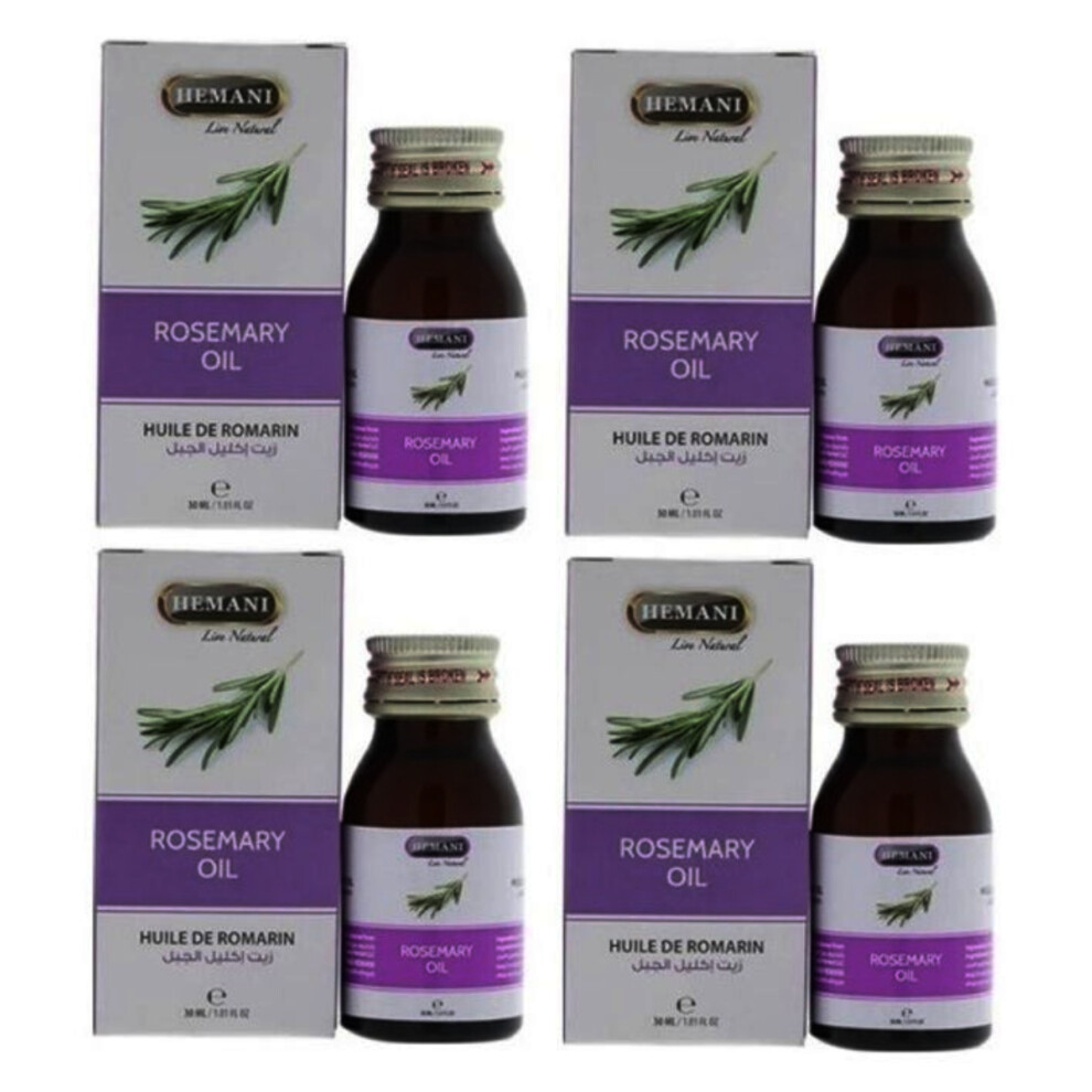 HEMANI 4-Piece Rosemary Oil  - Natural Remedy for Hair and Skin Care & Premium Essential Oil for Hair and Skin 30ml
