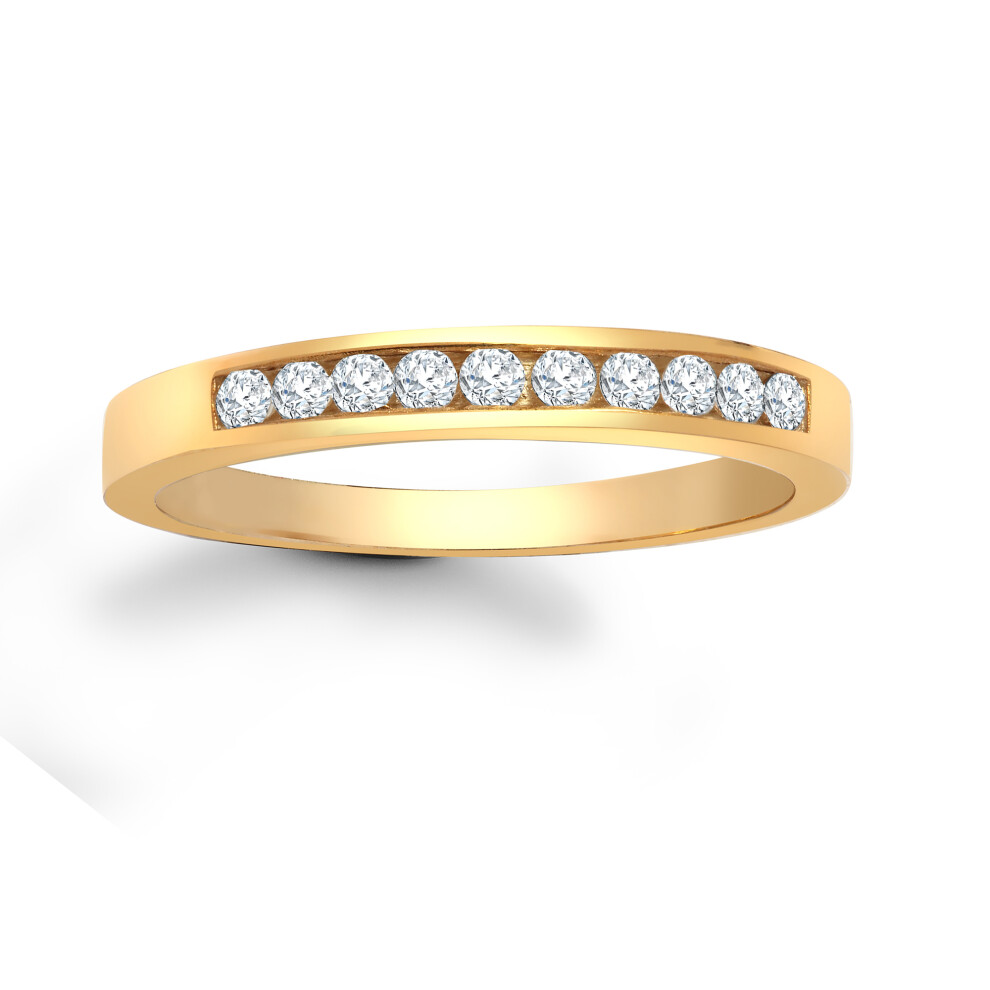 (K) Jewelco London Ladies Solid 9ct Yellow Gold Channel Set Round H I1 0.25ct Diamond Dainty Band Eternity Ring 3mm-image-OPC-P6YVW2J-NEW