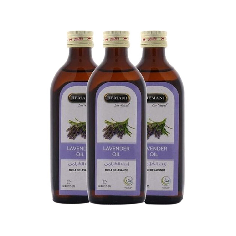 Lavender Hemani 3-Piece Oil - Pure Essential Body Oil For Relaxation And Wellness & Large Size Set For Relaxing Aromatherapy 3X150ml