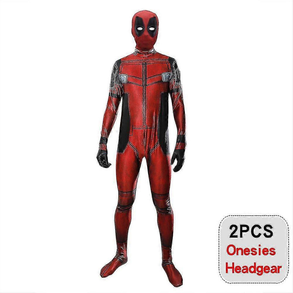 (2pcs, 150cm) Deadpool Costume Cosplay Kids Adult Suit Anime Superhero Cosplay Death Waiter Anime Adult Service Leotard Hats Accessories Anime