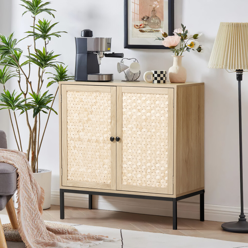 Rustic Bamboo Sideboard with Woven Doors