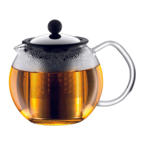 Tea press with stainless steel filter, (1.0 l,Transparent) 2