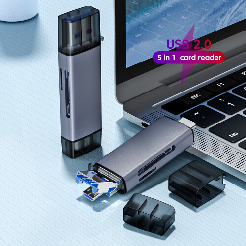 5 in 1 Multifunction USB 2.0 Card Reader U Disk Micro SD TF Flash Drive Memory Card Type C Card Adapter 1