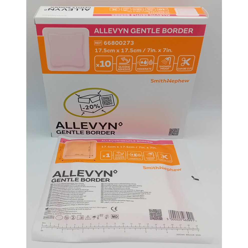 Smith&Nephew Allevyn Gentle Border 17.5Cm X 17.5Cm Box Of 10 - Ref: 66800273