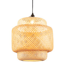 Bamboo Pendant Light Hand-woven Ceiling Light Chandelier E27 Natural