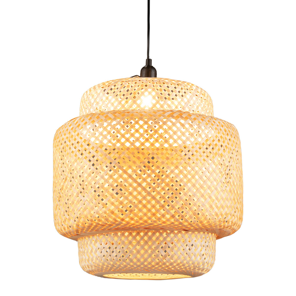 Costway Bamboo Pendant Hand-Woven Ceiling Chandelier E27 Natural Light