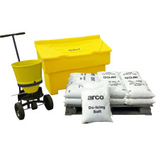 Arco Site Winter Kit 2 (400kg Bin) with grit bin, de-icing salt and salt spreader