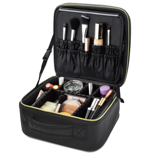 Gr8 Home Black Cosmetic Makeup Vanity Case Make Up Storage With Light Up Mirror 2