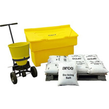 Arco Site Winter Kit 1 (200kg Bin) with grit bin, de-icing salt and salt spreader