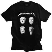 (XX-Large) Funny Metaphysica Fun Metal Philosophy Tees Metaphysical Socrates Aristotle Pythagoras Exitentialism T-Shirt Men Fashion T Shirt Black