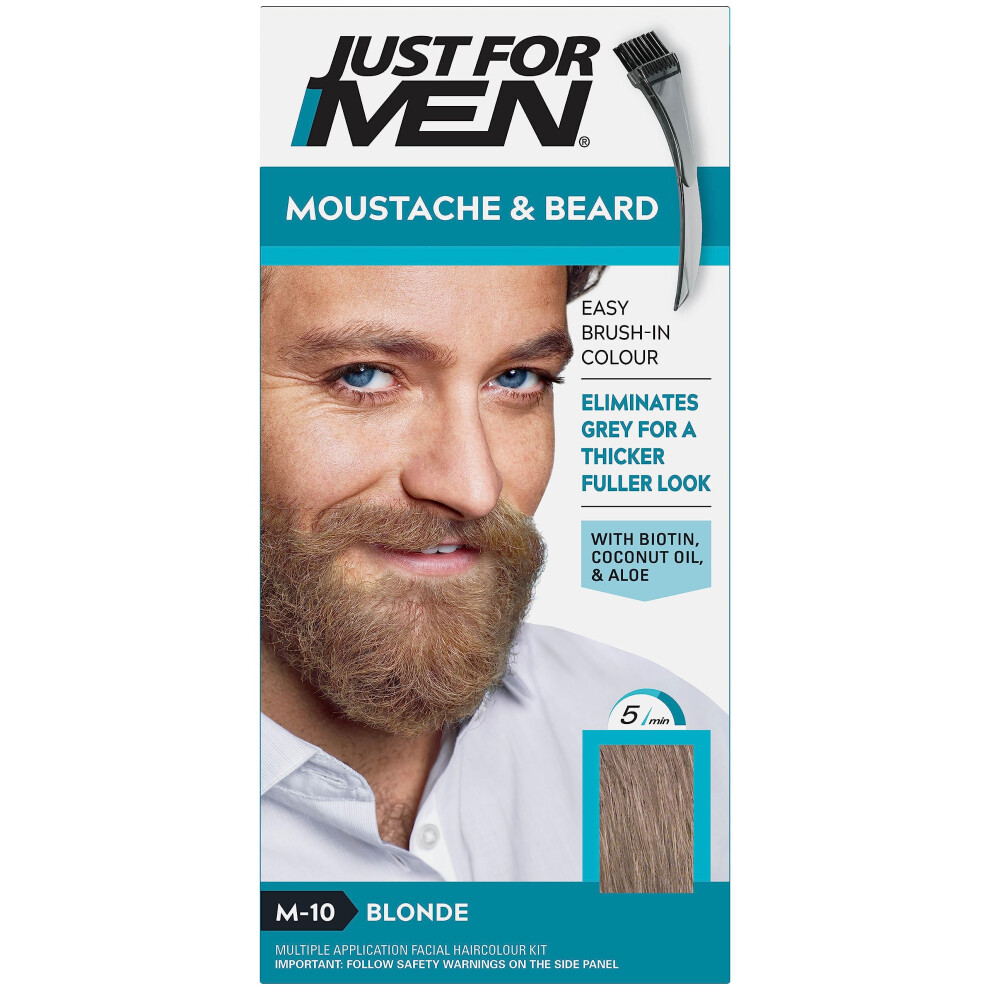 Just For Men Moustache & Beard Blonde Dye, Eliminates Grey For a Thicker & Fuller Look With An Applicator Brush Included Ã¢ M10