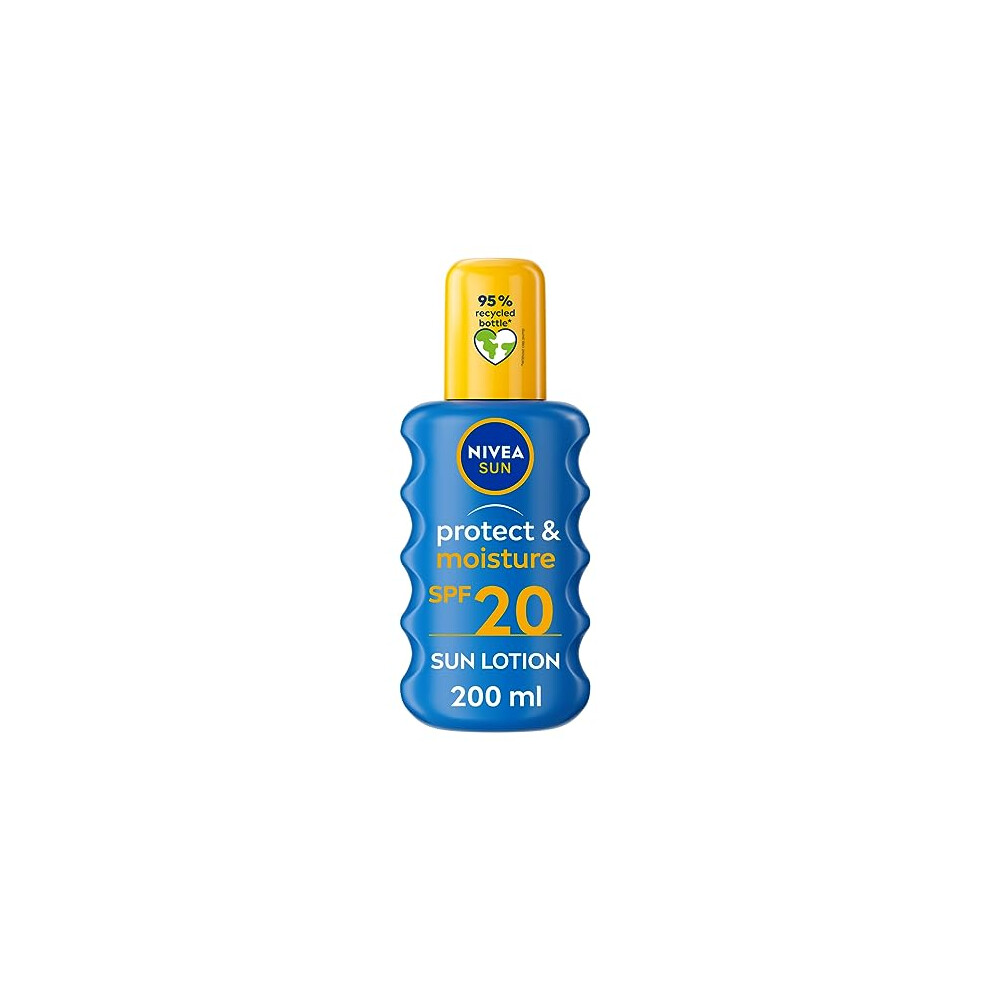 NIVEA SUN Protect & Moisture Sun Spray SPF 20 (200 ml), Sun Cream with Vitamin E, Provides 48-Hour Moisture and Immediate UVA and UVB Protection