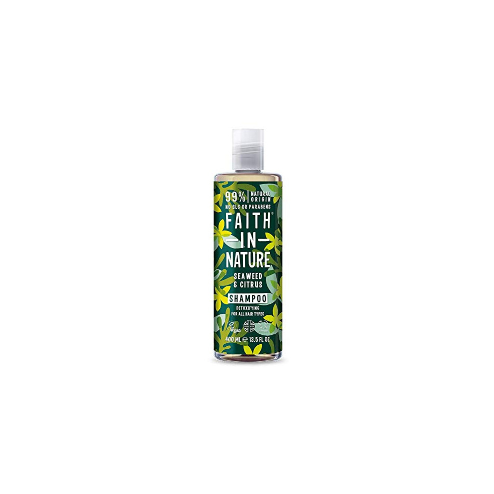 Faith In Nature Natural Seaweed & Citrus Shampoo, Detoxifying for Oily Hair & Scalp, Vegan & Cruelty Free, No SLS, Silicones or Parabens, 400ml