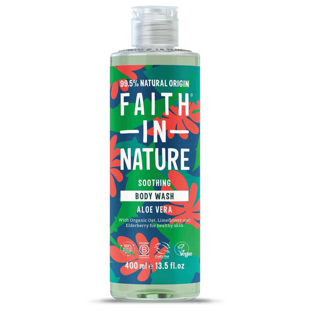 Faith In Nature Natural Aloe Vera Body Wash, Soothing Shower Gel, Vegan and Cruelty Free, No SLS or Parabens, 400 ml