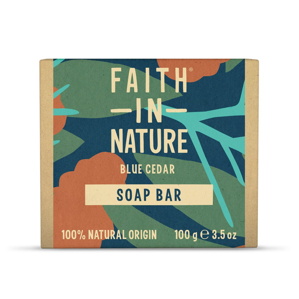 Faith In Nature Natural Blue Cedar Hand Soap Bar, Uplifting, Vegan & Cruelty Free, No SLS or Parabens, 100g