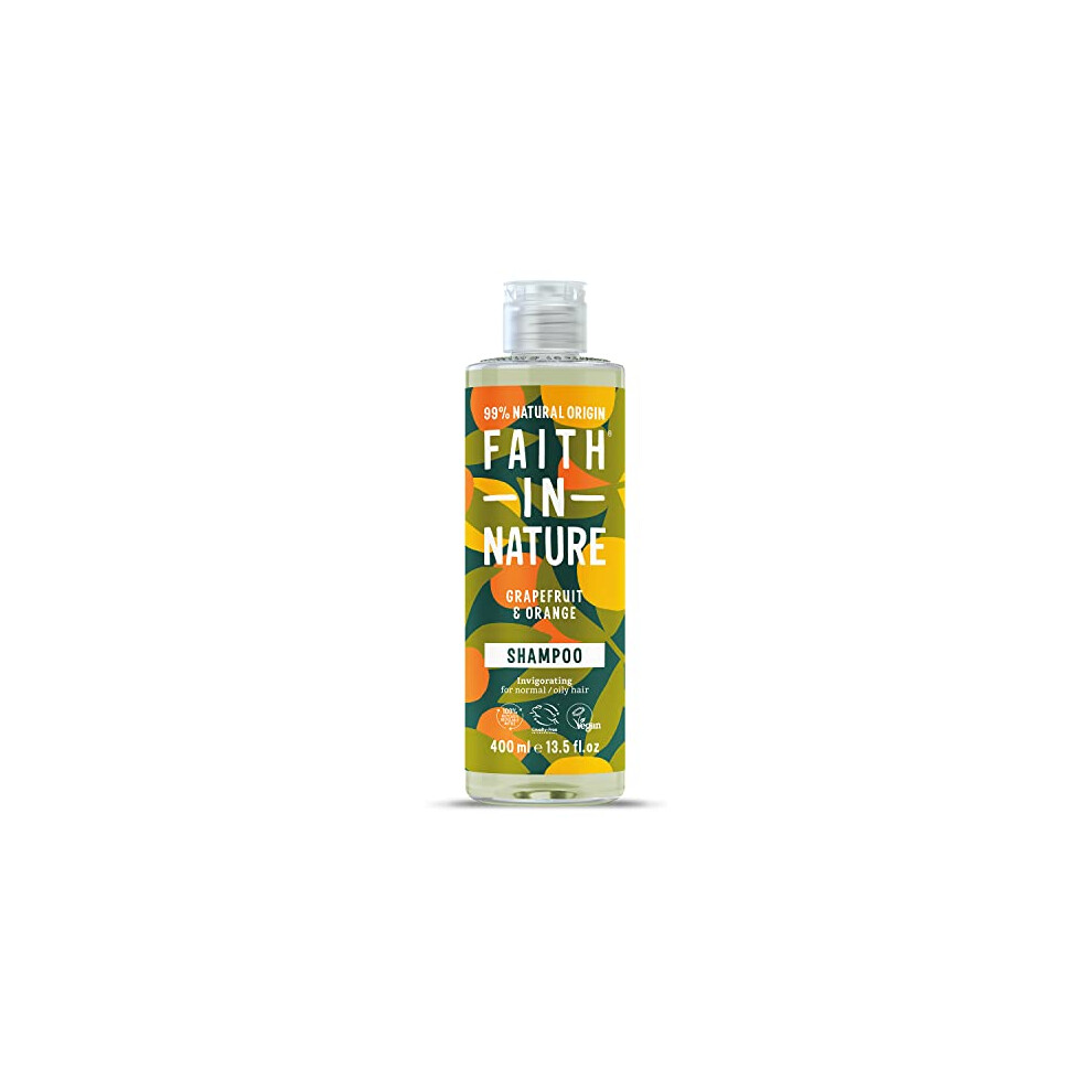 Faith In Nature Natural Grapefruit & Orange Shampoo, Purifying For Oily Hair & Scalp, Vegan & Cruelty Free, No SLS, Silicones or Parabens, 400ml