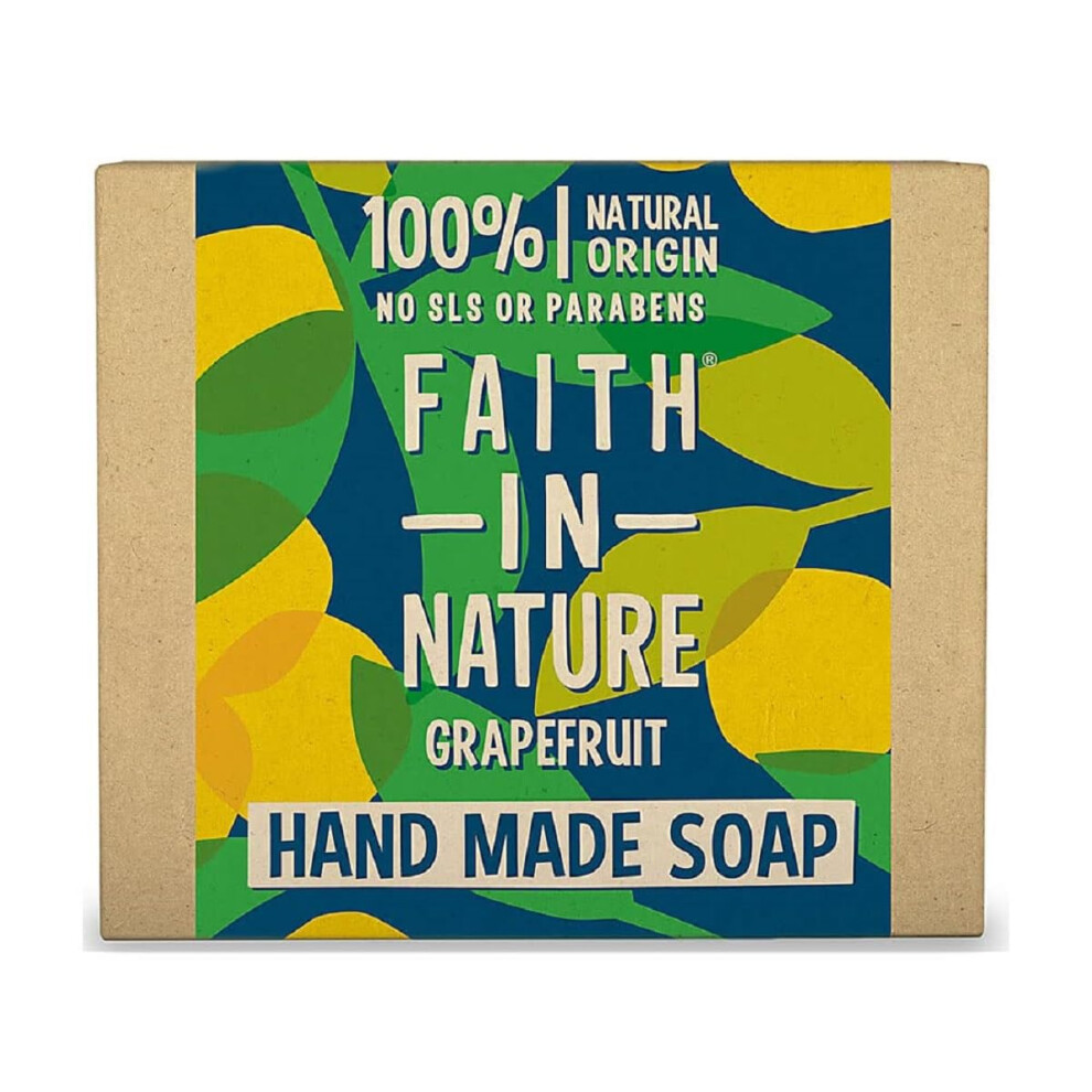 Faith In Nature Natural Grapefruit Hand Soap Bar, Invigorating, Vegan & Cruelty Free, No Sls Or Parabens, 100G